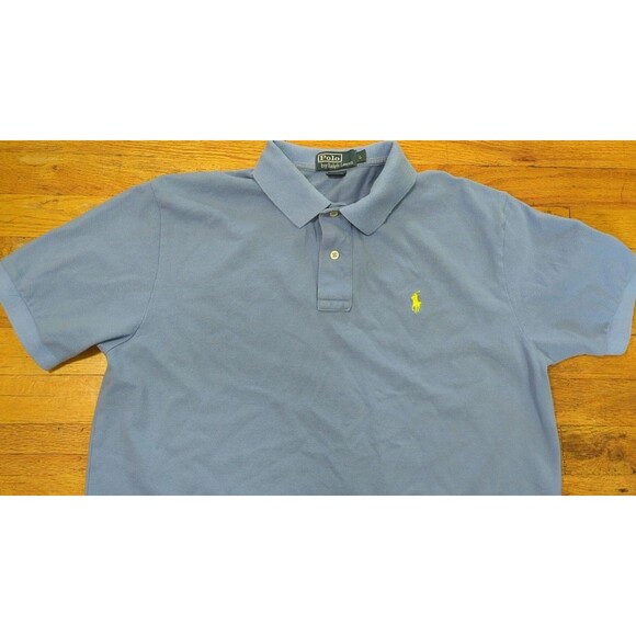 Polo Ralph Lauren Mens L Lt. Blue Shirt Yellow Pony Preppy City S/S 100% Cotton - Picture 3 of 6